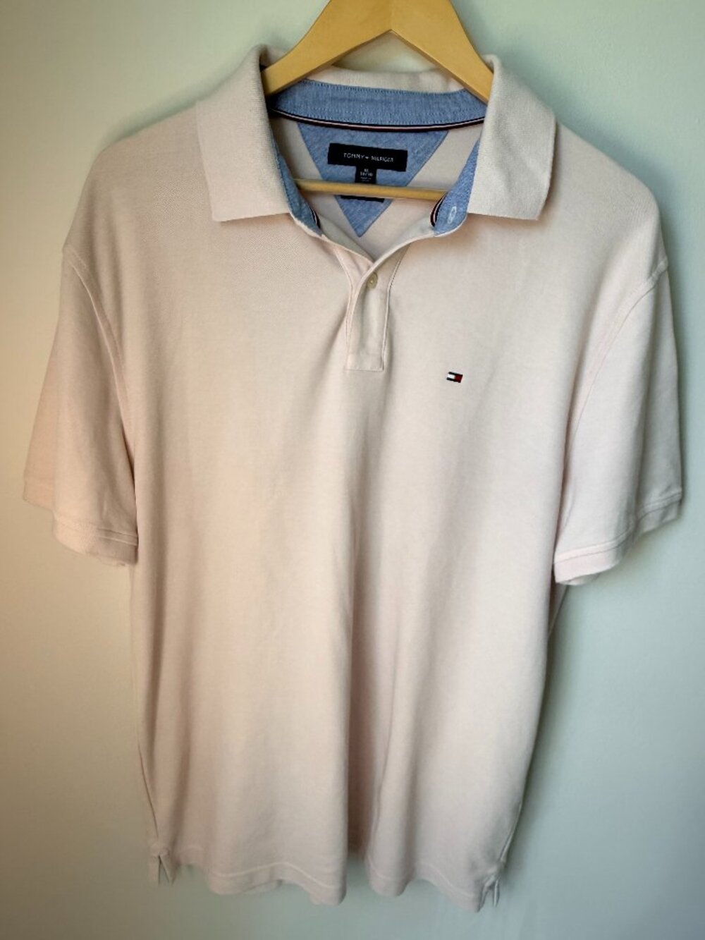 Tommy Hilfiger Men's Custom Fit Polo Shirt Light Pink XL Cotton Blend